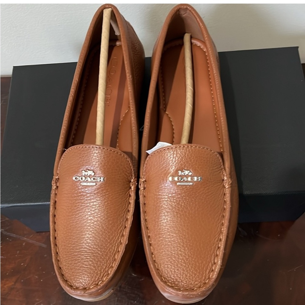 Coach loafers, leather , saddle color, 8